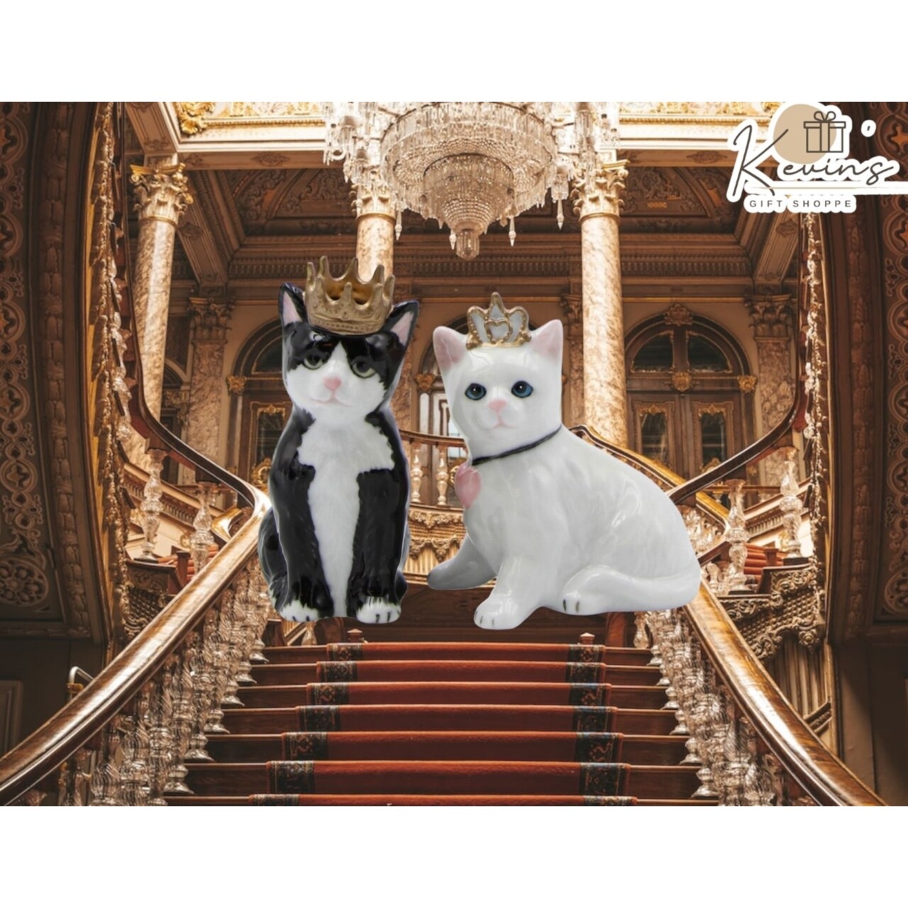 Ceramic King and Queen of Cats Salt and Pepper Shakers, Home Decor for Kitchen